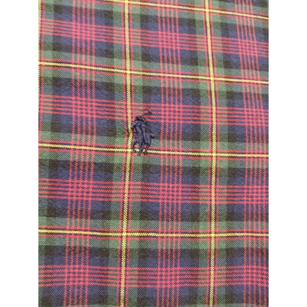 Ralph Lauren Boys Red Plaid Button Up Shirt Size 10-12 Classic Holiday Preppy